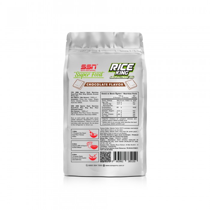 SSN Sports Style Nutrition  SuperFood Rice King 1000 Gr Aromalı Pirinç Unu ( Çikolata )