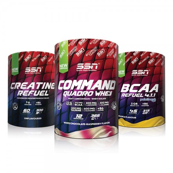 Fitness Eco Kombinasyonu 2 (SSN Command 366 gr Beyaz Çikolata & Ahududu+ SSN Bcaa 315 gr + SSN Creatine 300 gr) Fitness Eco Kombinasyonu 2 (SSN Command 366 gr Beyaz Çikolata & Ahududu+ SSN Bcaa 315 gr + SSN Creatine 300 gr)