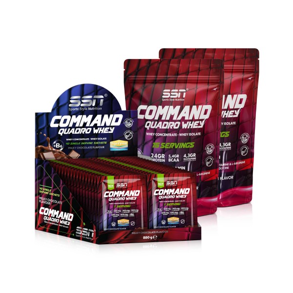 SSN Sports Style Nutrition Command Quadro Whey 1780 Gr 70 Şase MIX Çikolata-Çilek ( 40 x 1 box - 15 x 2 Doypacks) Kombinasyon